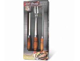 Conjunto Churrasco Bianchi de3 peças cabo Madeira ( Faca 8", Garfo E Afiador)- CÓDIGO: 30810/01