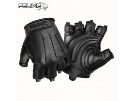 Luva Tática Feline Couro Meio Dedo