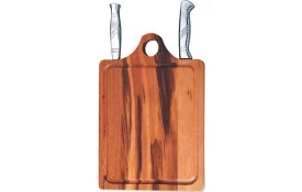Kit Churrasco com Tábua  Madeira com faca e garfo (Linha Silver)- Bianchi -CÓDIGO: 62110/08